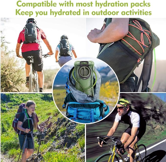 Hydration Bladder, 1.5L-2L-3L Water Bladder for Hiking Backpack Leak Proof Water Reservoir Storage Bag, BPA-Free Water Pouch Hydration Pack for Camping Cycling Running, Military Green 1.5-2-3 Liter