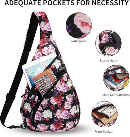 HUA ANGEL Crossbody Sling Bag for Men & Women Lightweight Waterproof Chest Shoulder Bag for Travel Hiking & Everyday Use