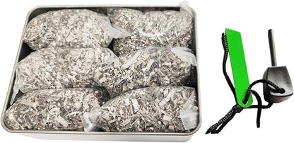 eGreen Emergency Fire Starter Magnesium 6 Bags Free Ferro Rod for Storm Hurricane Outages Camping Hiking Bushcraft Outdoor Survival + Free Tin Container (6 Bags + 1 x FerroStriker & Tin Can)