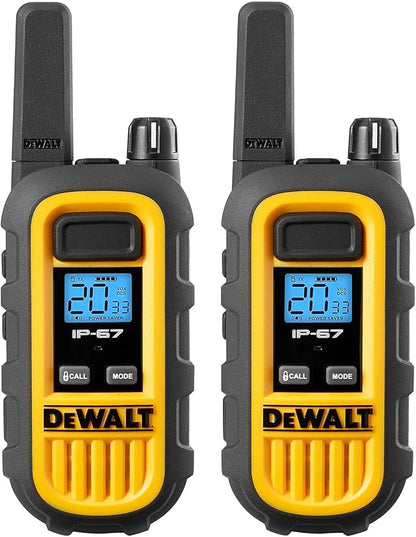 DEWALT DXFRS300 1 Watt Heavy Duty Walkie Talkies with Headsets - Waterproof, Shock Resistant, Long Range & Rechargeable Two-Way Radio with VOX (4 Pack) (2DXFRS300-SV1)
