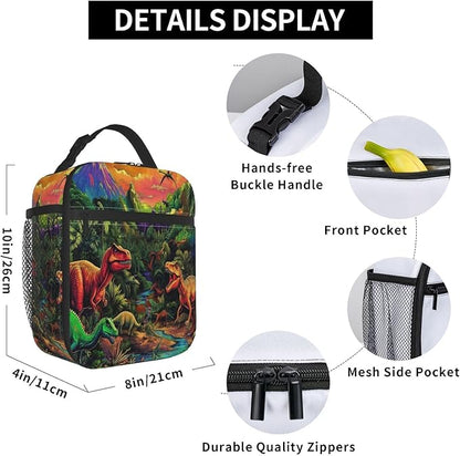 Dinosaur Lunch Bag Insulated Reusable Lunch Box Thermal Cooler Tote For Men Women Work Travel Picnic Hiking