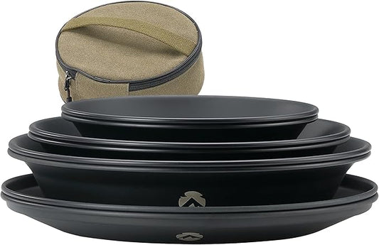 CAMPINGMOON Camping Plates 8pcs Black BKS395-2S