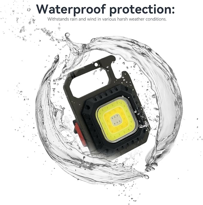 Flashlight Keychain Light, 7 Light Modes Waterproof Portable Pocket Light with Battery Display Bottle Opener Magnet for Walking Camping