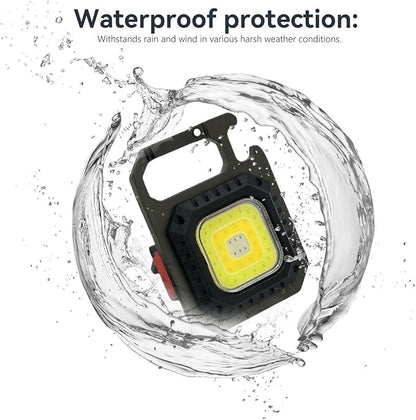Flashlight Keychain Light, 7 Light Modes Waterproof Portable Pocket Light with Battery Display Bottle Opener Magnet for Walking Camping