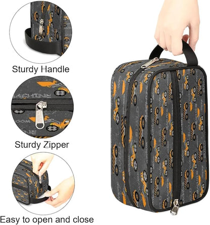 Truck Tractor Cars Hanging Toiletry Bag,Travel Hygiene Kits for Boys Mens,Waterproof Makeup Carry-on Bags,Cosmetic Bag,TSA Approved Shave Dopp Kit for Toiletries Shower Bathroom Accessories Gifts
