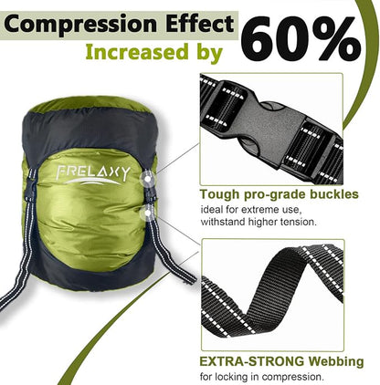 Frelaxy Compression Sack, 40% More Storage! 11L/18L/30L/45L/52L Compression Stuff Sack, Water-Resistant & Ultralight Sleeping Bag Stuff Sack - Space Saving Gear for Camping, Hiking