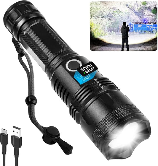Rechargeable Flashlights High Lumens, 990,000 Lumens Super Bright led Flashlight with 5 Modes, IPX7 Waterproof, Powerful Handheld Flash Light for Home Camping Emergency