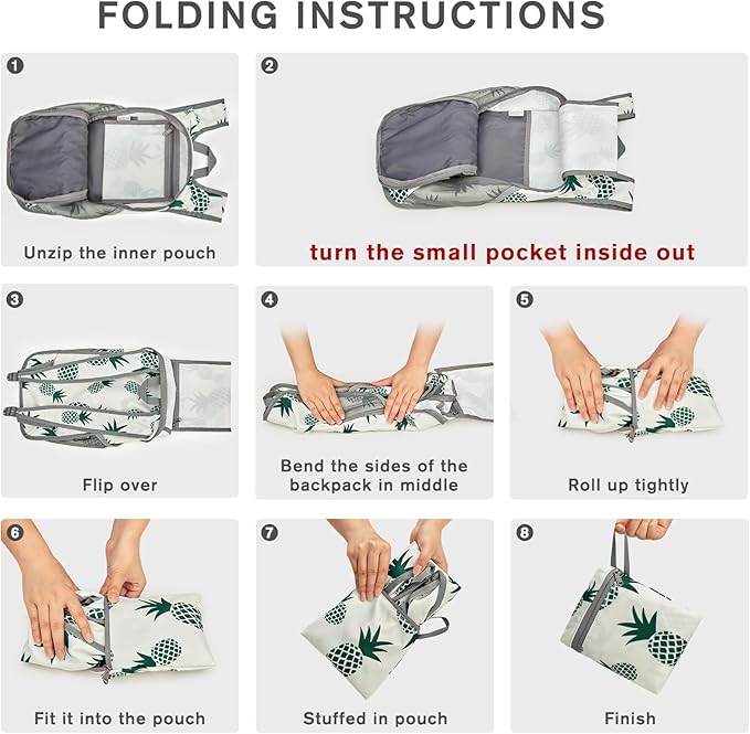 G4Free 10L/15L Hiking Backpack Lightweight Packable Hiking Daypack Small Travel Outdoor Foldable Shoulder Bag(Green Pineapple)