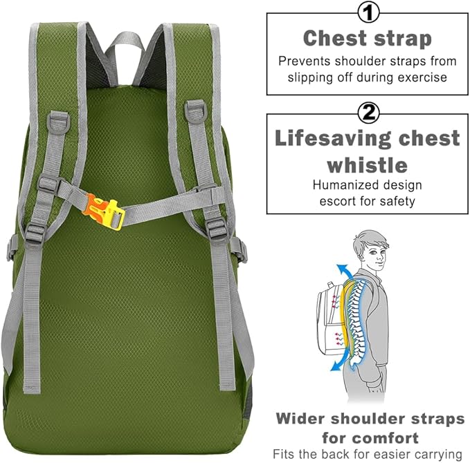 WEREWOLVES 20/35L Lightweight Hiking Backpack, Ultralight Water Resistant Packable Daypack for Women Men