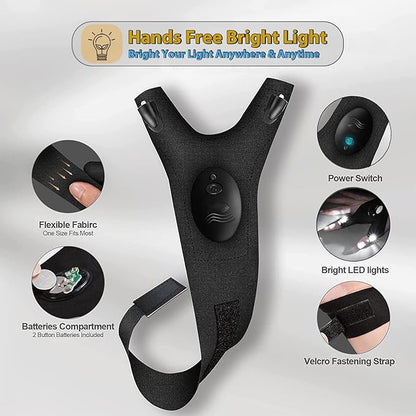 Rechargeable LED Flashlight Gloves, USB Recharge, Battery Powered, Hands-Free Lights for Camping, Fishing, Repairing, Running, Mechanic, Gift for Men