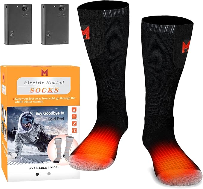 Heated Socks for Men and Women, Battery Operated Socks Washable Electric Heated Socks for Hiking Camping Skiing Fishing Hunting Mountaineering