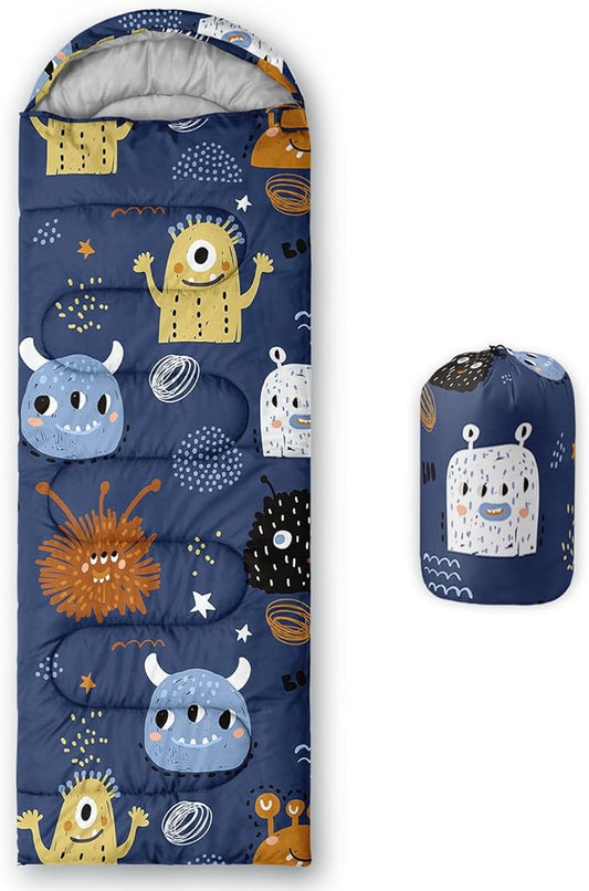 Kids Sleeping Bag for Boys Girls,Cute Puppy Print-Lightweight Warm Portable Outdoor Indoor-Waterproof Cold Weather Resistant Sleeping Bag for Camping Hiking