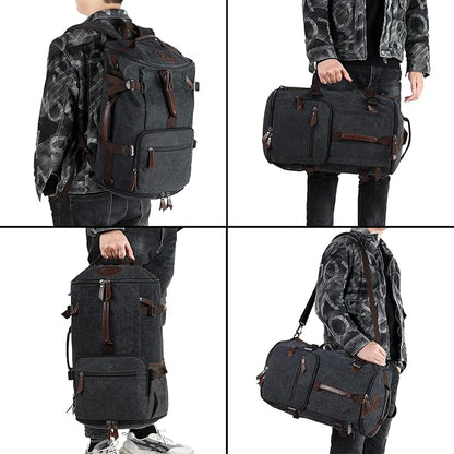 Gym Duffle Bag Backpack 4-Way Vintage canvas with Shoes Compartment for travel Sport Hiking laptop (Vintage grey) “X-Large