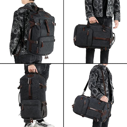 Gym Duffle Bag Backpack 4-Way Vintage canvas with Shoes Compartment for travel Sport Hiking laptop (Vintage coffee) X-Large