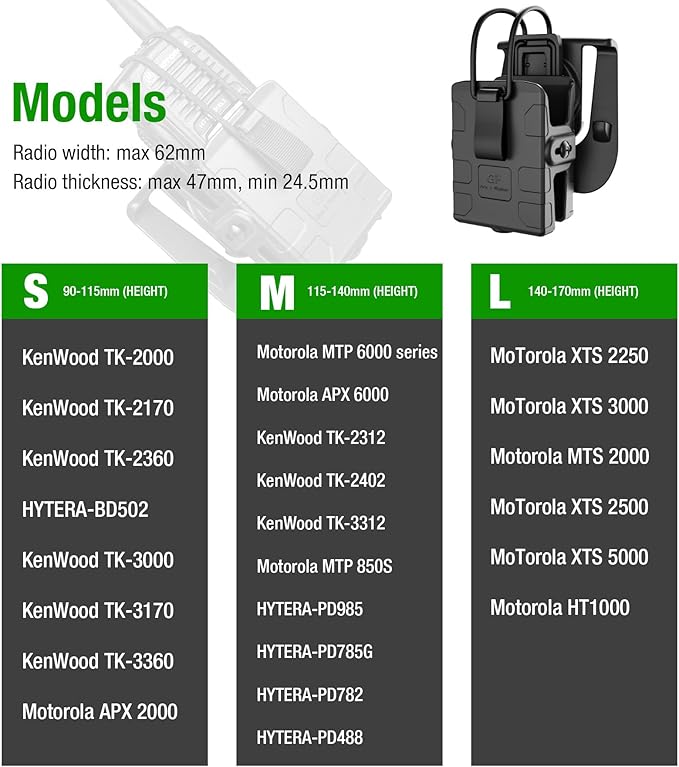 Gun & Flower Universal Tactical Radio Holster for Two-Way Walkie Talkies, Radio Pouch for Motorola, Kenwood, HYTERA Many Types, Law Enforcement Accessories, Adjustable Storage with 1 Pack