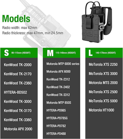 Gun & Flower Universal Tactical Radio Holster for Two-Way Walkie Talkies, Radio Pouch for Motorola, Kenwood, HYTERA Many Types, Law Enforcement Accessories, Adjustable Storage with 1 Pack