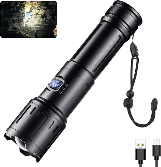 Flashlights High Lumens, 3500 Lumen Rechargeable flashlights, Flash Light with Five Modes, Super Bright Flashlight, Zoomable for Outdoors