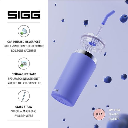 SIGG - Insulated Mug - Travel Mug Helia - With Durable Glass Straw & Cleaning Brush - Leakproof - BPA Free - 18/8 Stainless Steel - 15oz/20oz