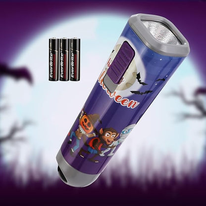 EverBrite Halloween Flashlights Halloween Gifts, Small LED Flash Light Handheld Torch with Lanyard 3AAA Battery Included, 1 Pack-Purple