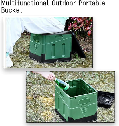 Portable Camping Toilet for Adults, Folding Toilet with Lid Supports up to 500lbs, Porta Potty for Camping and Cabin Use, Outdoor Travel Toilet for Car, Traffic Jam, Hiking (Green)