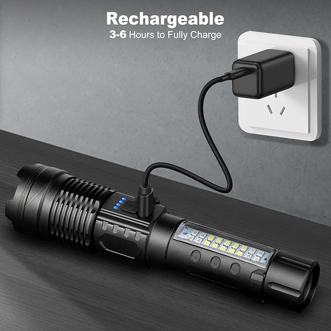 Rechargeable Flashlights 990,000 High Lumen - 2 Pack, Super Bright LED Flash Light with 7 Modes, 5000 mAh High Capacity ΒATTERIES - 12 Hour Runtime, IPX7 Waterproof Flashlight For Outdoor Camping