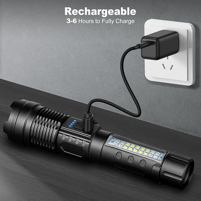 Rechargeable Flashlights 990,000 High Lumen - 2 Pack, Super Bright LED Flash Light with 7 Modes, 5000 mAh High Capacity ΒATTERIES - 12 Hour Runtime, IPX7 Waterproof Flashlight For Outdoor Camping