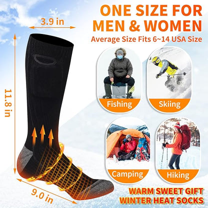 Heated Socks, Rechargeable Electric Socks with 3 Heat Settings, 8 Hours Heating time Winter Foot Warmers with Large Capacity Batteries for Men/Women