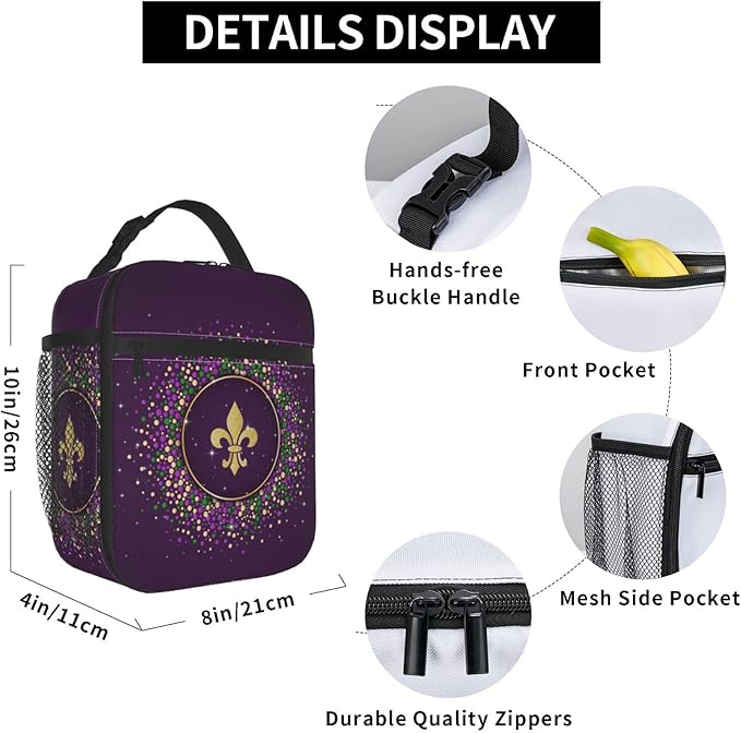 Carnival Lunch Box Reusable Insulated Lunch Bag Thermal Cooler Tote For Boys Girls Teen School Men Women Picnic Travel Hiking
