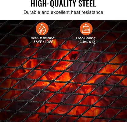 VEVOR Folding Campfire Grill, Heavy Duty Steel Mesh Grate, 18" Portable Camping Grates Over Fire Pit, Camp Fire Cooking Equipment with Legs Carrying Bag, Grilling Rack for Outdoor Open Flame Cooking