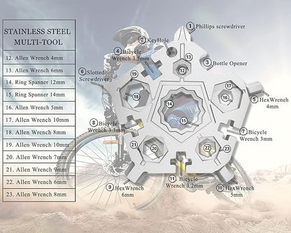 23- in-1 Pentagonal Pocket Tool, 2021 Snowflake Multitool Tool with Stainless Steel, Outdoor Tool for Drill Drive, Screwdriver, Bottle Opener, Wrench, Bicycle Spokes, ETC Gifts for Father Boyfriend