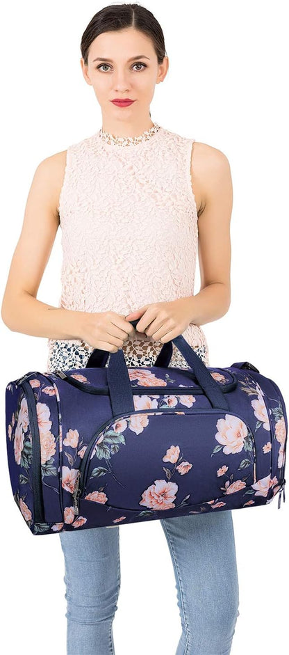 MOSISO Sports Duffel Peony Gym Bag with Shoe Compartment for Men/Women Dance Travel Weekender