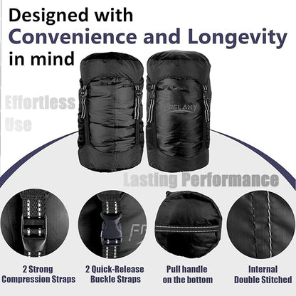 Frelaxy Compression Sack, 40% More Storage! 11L/18L/30L/45L/52L Compression Stuff Sack, Water-Resistant & Ultralight Sleeping Bag Stuff Sack - Space Saving Gear for Camping, Hiking