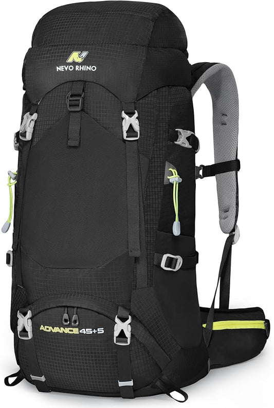 N NEVO RHINO Internal Frame Hiking Backpack 50/60/65/70/80L, Mountain Climbing Camping Backpack Daypack Waterproof Rain Cover