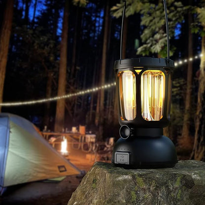650LM LED Camping Lantern with 6000mAh 10-200hrs Battery Life, Hand Crank /Solar Powered /Type-C Rechargeable for Power Outages, Warm/Cold Light Stepless Dimmable 650 Lumen,(1 Pack)…