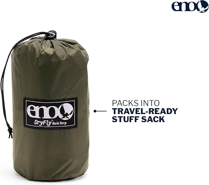ENO, DryFly Rain Tarp - Heavy-Duty Waterproof Tarp - for Camping, Hiking, Backpacking, Travel, a Festival, or The Beach