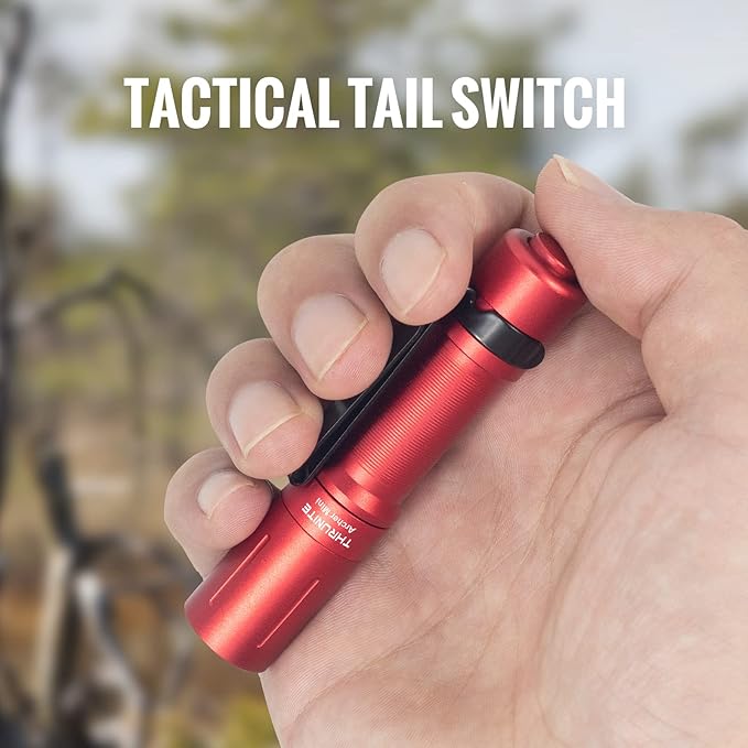 ThruNite EDC Flashlight Archer Mini, 405 Lumens Tail Switch LED Flashlight, USB C Rechargeable Little Pocket Penlight for Camping, Outdoor, and Emergency - Red Cool White