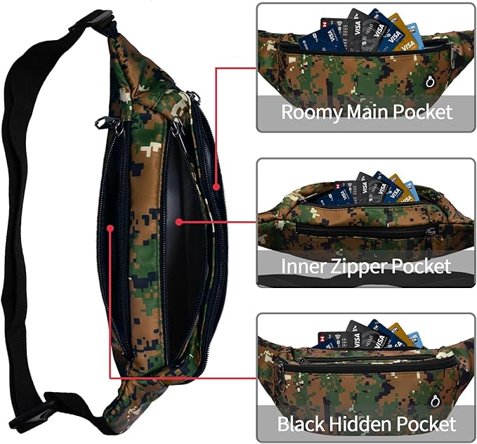 Fanny Pack for Men Women, Waterproof Sports Waist Bag Pack, Belt Bag for Travel Hiking Running