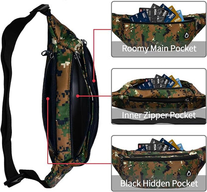 Fanny Pack for Men Women, Waterproof Sports Waist Bag Pack, Belt Bag for Travel Hiking Running