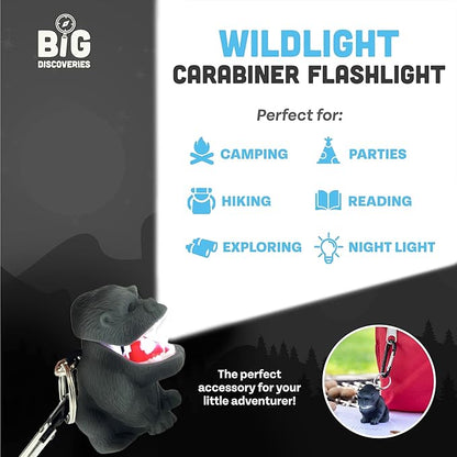 Big Discoveries WildLight Animal Carabiner Flashlight - Fun Mini Keychain Flash Lights for Kids, Nurses, Camping