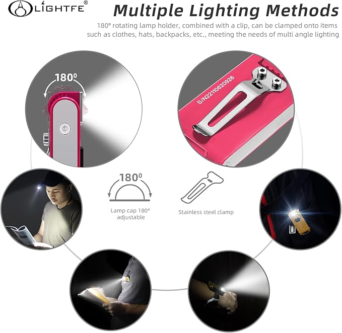 LIGHTFE Mini Keychain Flashlight LED Flashlight 280 Lumens Knuckle Head Long Runtime High Waterproof for Everyday Carry Camping Emergency LED Light Torch(Red)
