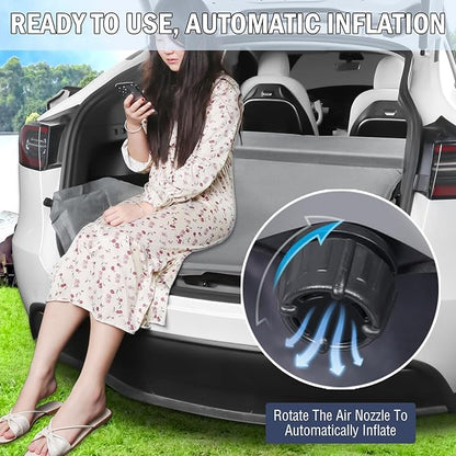 Self Inflating Sleeping Pad for Tesla Model Y 2024-2020 Memory Foam Portable Camping Mattress Car Camping Mattress Bed for Model Y Chamois Surface for All Season