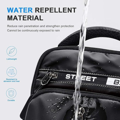 Small Black Sling Crossbody Bag for Men Women, Tactical Backpack Shoulder Daypack Mini Anti-Theft Motorcycle Chest Bags, Small One Strap Backpack for Casual Travel Hiking Outdoor Sports