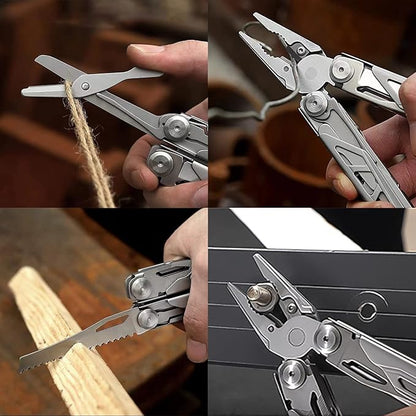 Multitool Pliers, 18-in-1 Portable Multi Tool with Pliers and Wire Cutter Stainless Steel Foldable Multitools for Survival,Camping,Exploring with Black sheath