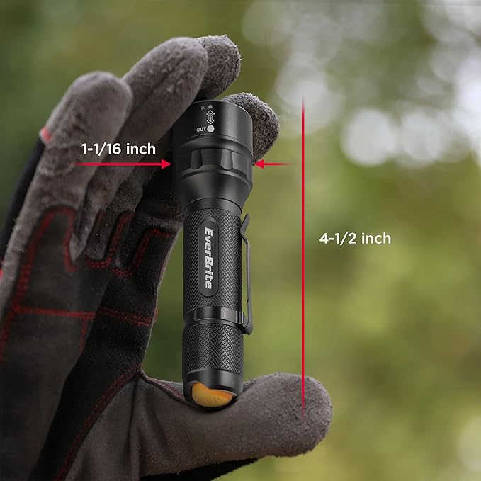EverBrite 150 Lumen Super Small Mini LED Flashlight, 3 Lighting Modes, Zoomable Adjustable Focus for Camping, Hiking, Fishing, Running, Power Outages & Emergencies, 1 AA Battery Included