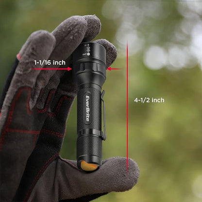 EverBrite 150 Lumen Super Small Mini LED Flashlight, 3 Lighting Modes, Zoomable Adjustable Focus for Camping, Hiking, Fishing, Running, Power Outages & Emergencies, 1 AA Battery Included