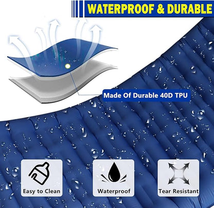 Blue Self Inflating Sleeping Pad, Blue Sleeping Air Mattress with Built-in Foot Pump, 4.7” Single Air Mattress Sleeping Mat Camping Mat Inflatable Sleeping Pad for Camping Hiking Picnic