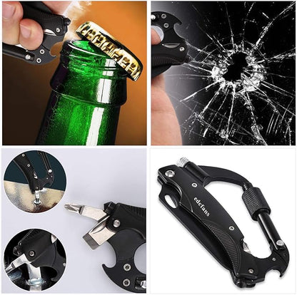 Multitool Carabiner, Tactical Carabiners Keychain for Men Outdoor Camping