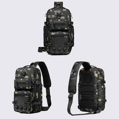 OZUKO Tactical Backpack Chest Sling Bags for Men, Waterproof Crossbody Shoulder Daypack for Outdoor Walking Hiking Trekking (Camo)