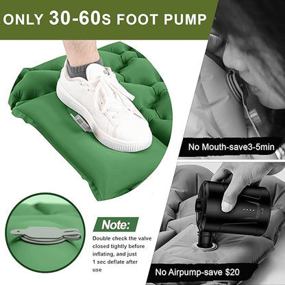 Sleeping Pad for Camping - Inflatable Camping Mat, Ultralight Airpad, Built-in Foot Pump Backpacking Sleeping Pad,Compact Sleeping Mat for Camping、Hiking、Traveling (Army Green)