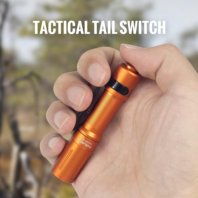 ThruNite EDC Flashlight Archer Mini, 405 Lumens Tail Switch LED Flashlight, USB C Rechargeable Little Pocket Penlight for Camping, Outdoor, and Emergency - Orange Cool White